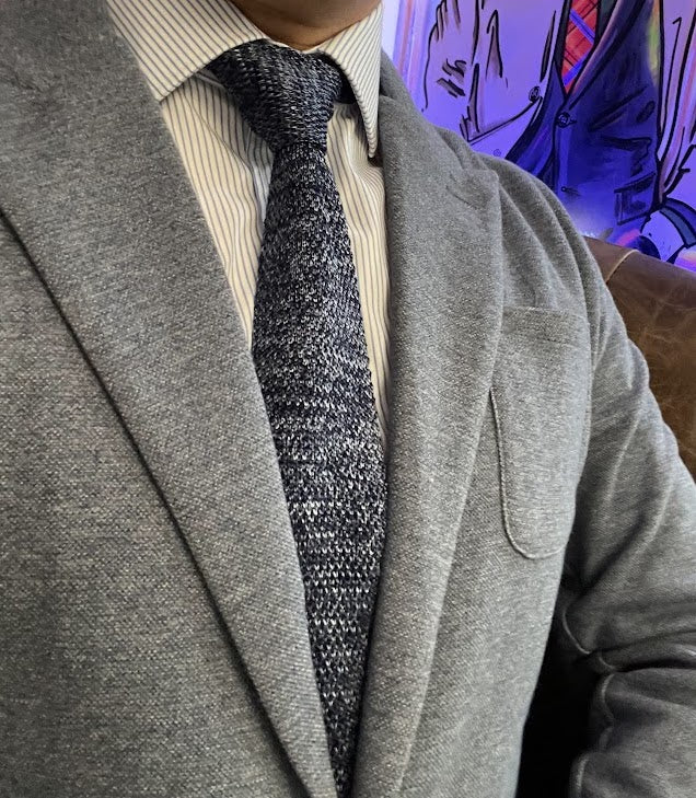 Saigon Silk Knit Pointed Tip Tie in Lapis Blue