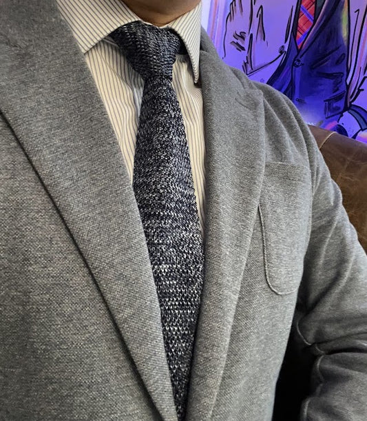 Saigon Silk Knit Pointed Tip Tie in Lapis Blue