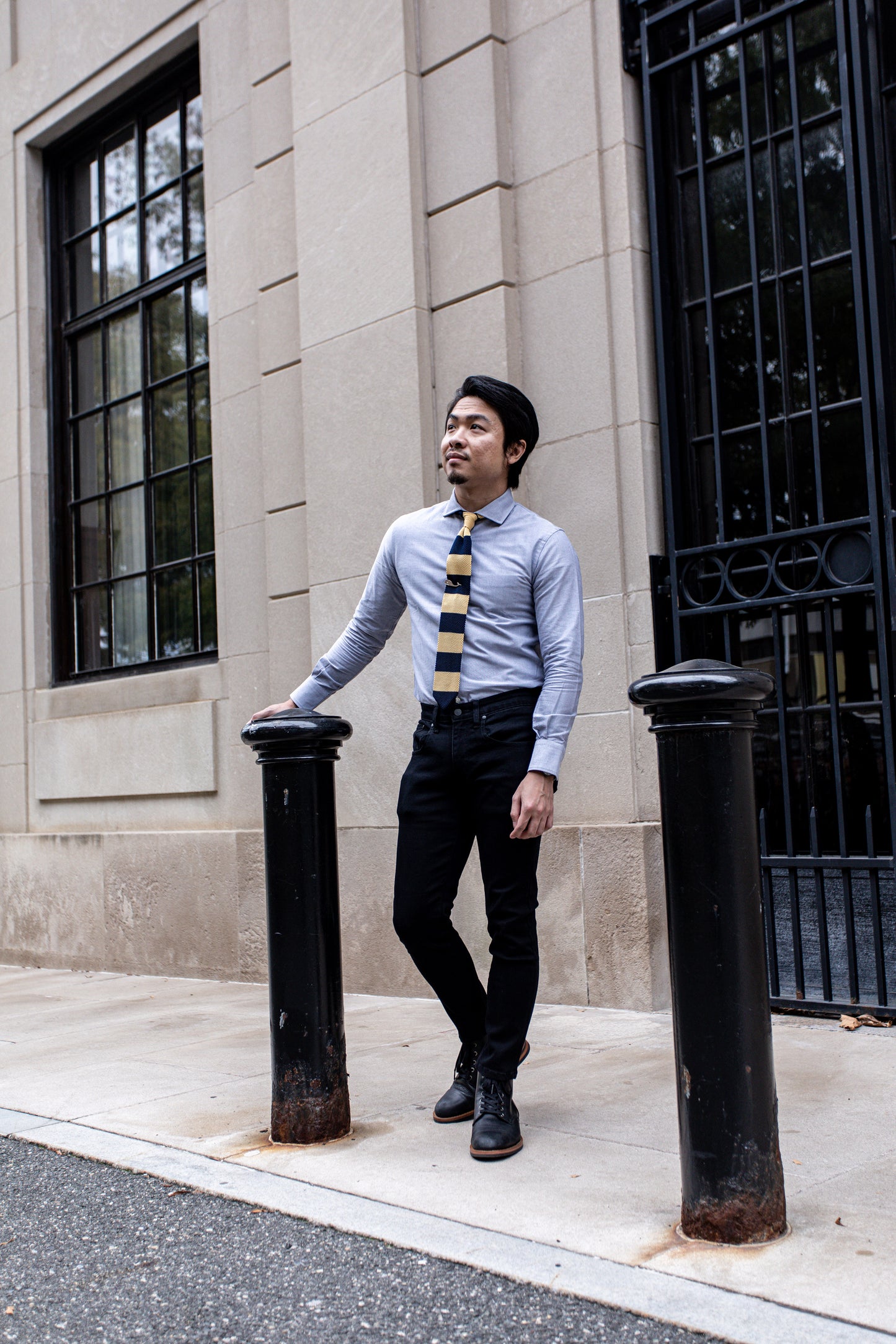 the paris silk knit tie with button up