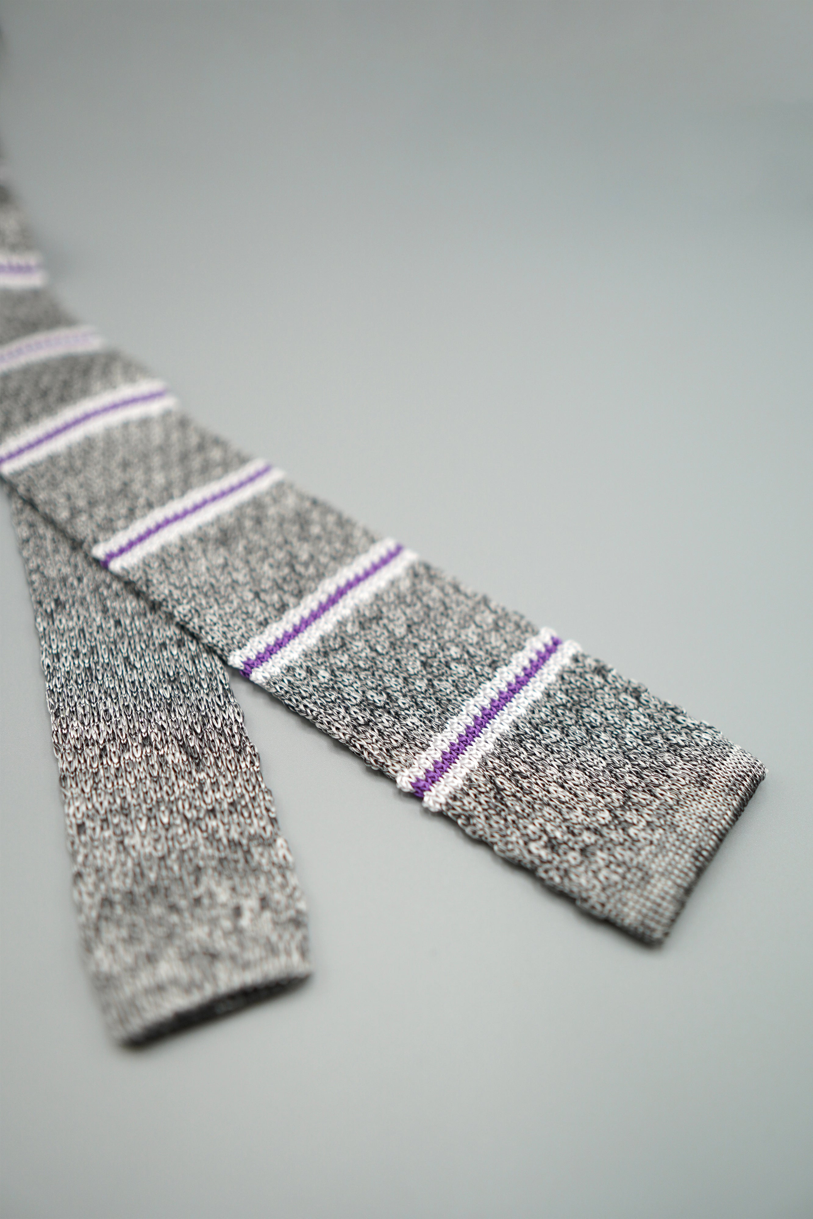 Queenstown Silk Knit Tie in Heather Gray Striped