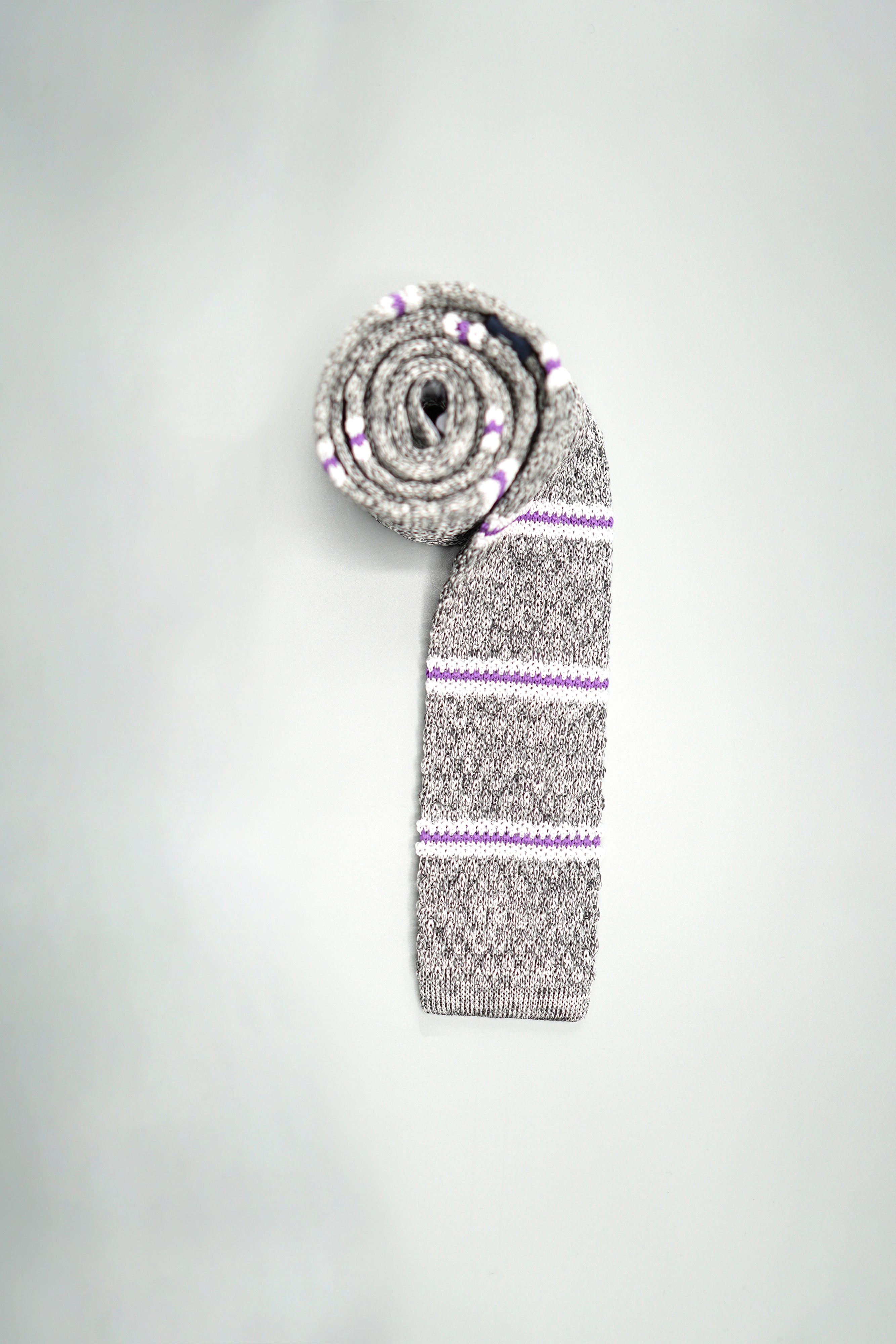 Queenstown Silk Knit Tie in Heather Gray Striped